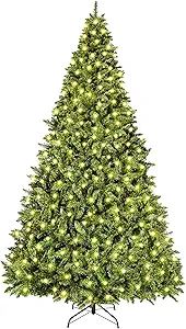 BROVIEW 9ft Christmas Tree, Premium Hinged Artificial Christmas Trees, 2100 Branch Tips, for Home... | Amazon (US)
