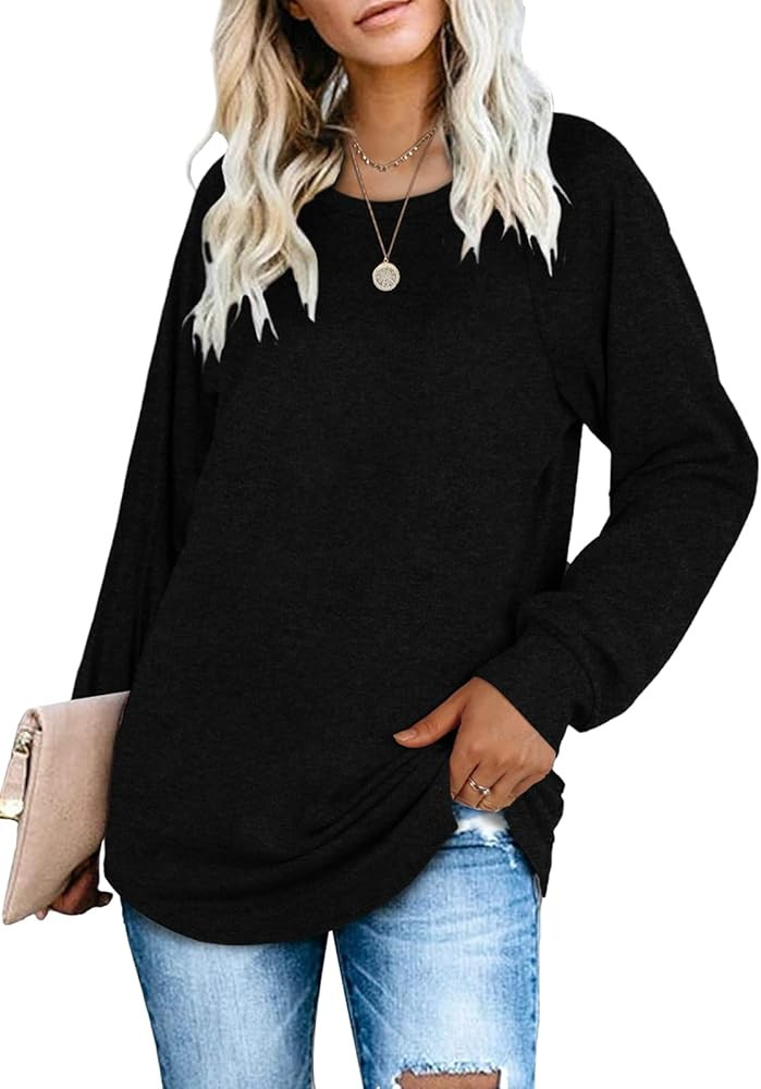 SAMPEEL Womens Tunic Tops Long Sleeve Side Slit Shirts Casual Fall Winter | Amazon (US)