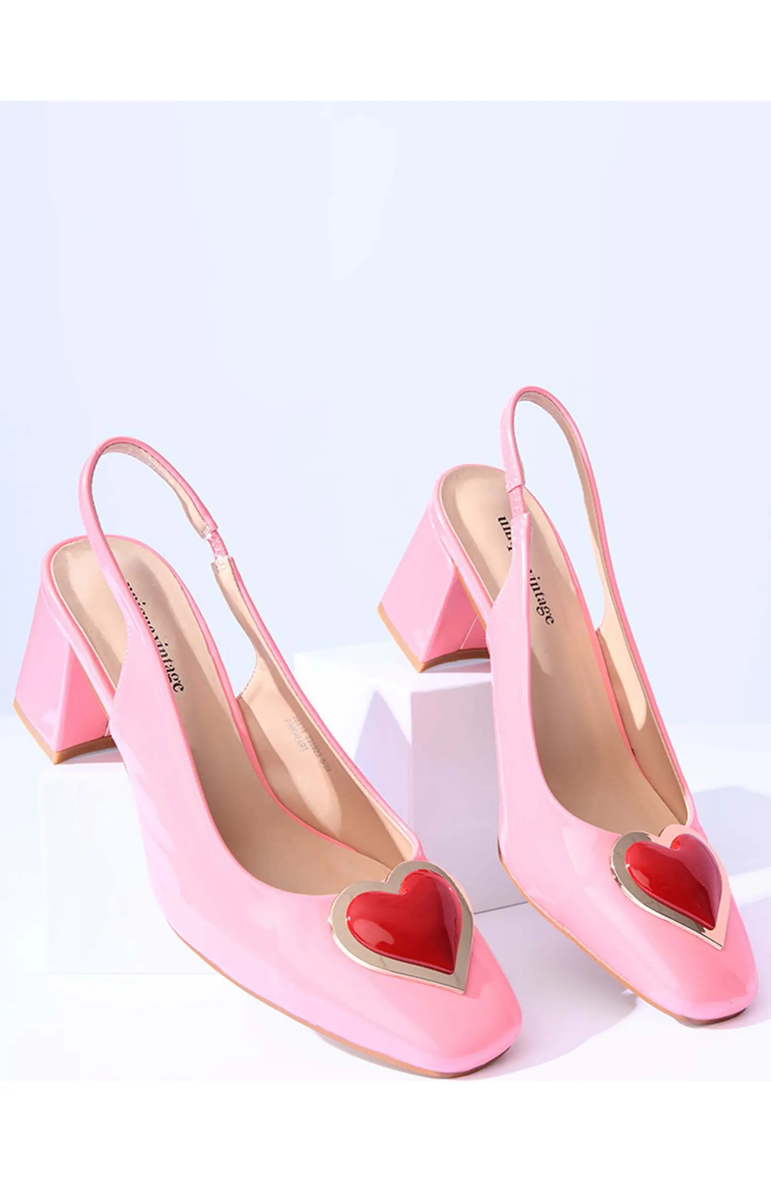 Heart Leatherette Slingback Heels | Nordstrom