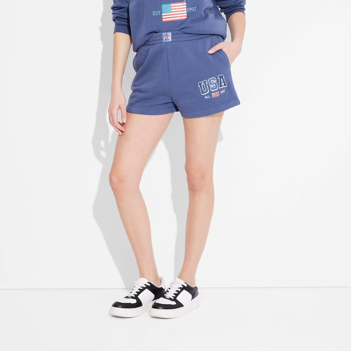 Women's American Original USA Graphic Shorts - Navy Blue | Target