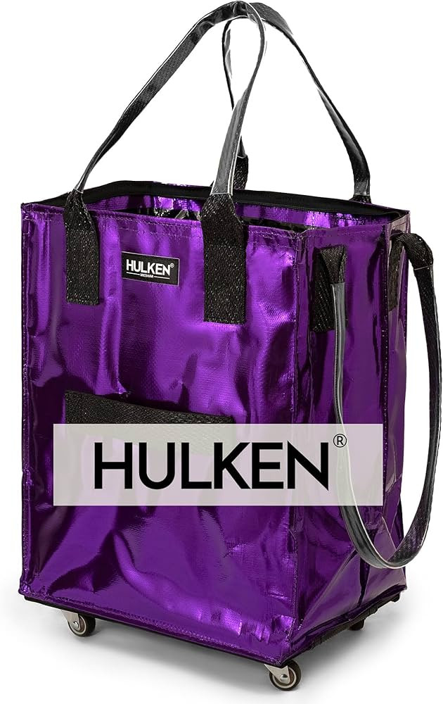 HULKEN - (Medium, Ultraviolet) Reusable Grocery Bag On Wheels, Shopping Trolley, Rolling Tote, Zi... | Amazon (US)