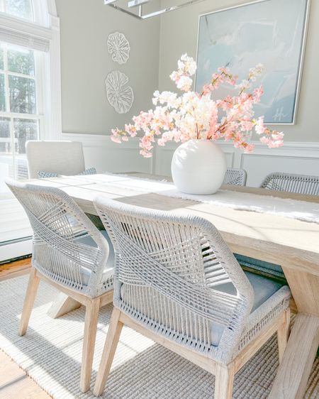 These beautiful cherry blossoms will brighten up any room! 

Coastal spring decor, spring decorations, coastal style, dining room table decor, coastal decor, beach style, beach decor, neutral home decor, dining room chairs, pottery barn furniture, coastal rugs, natural jute table, beach house decor 

#LTKstyletip #LTKhome