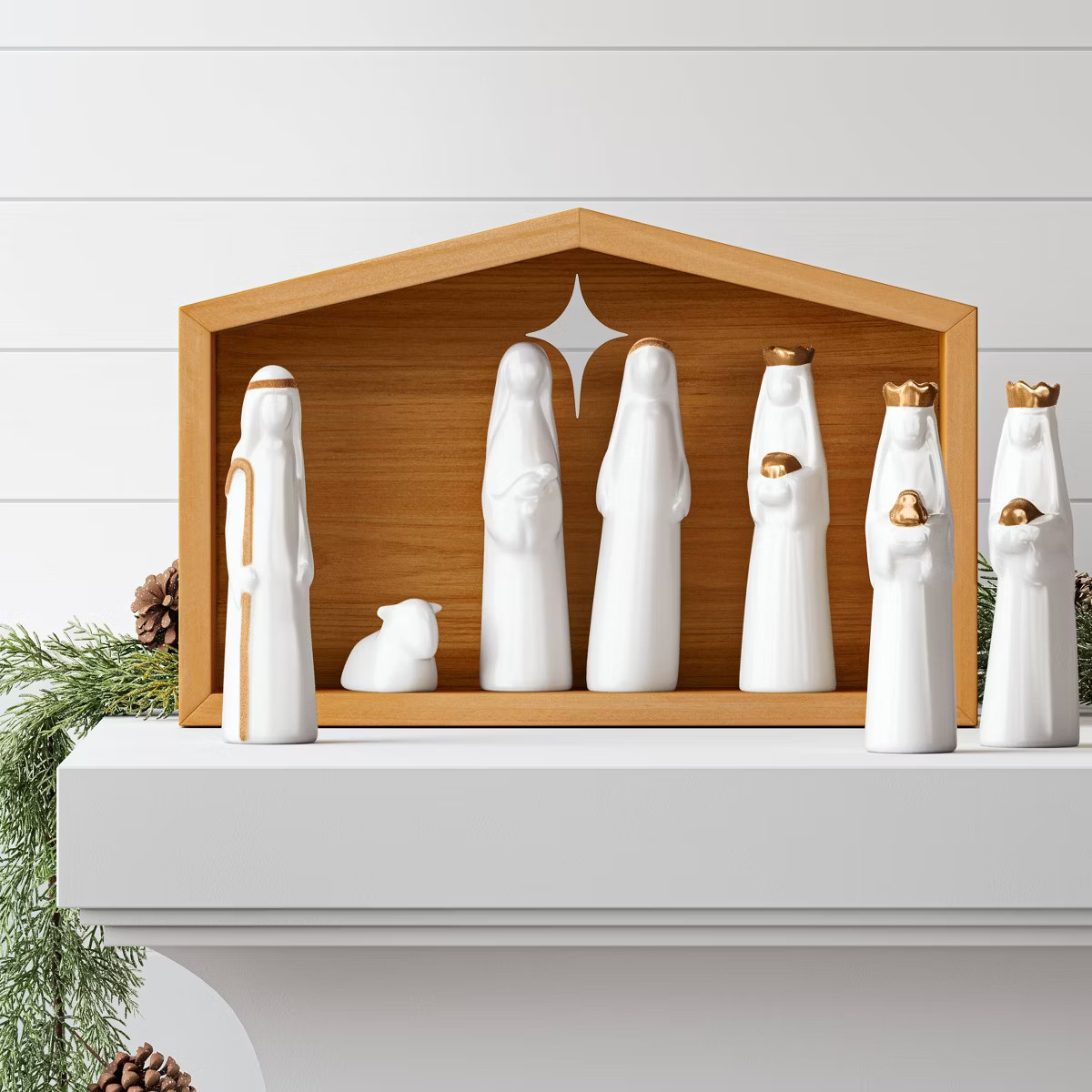 8pc Ceramic and Wood Christmas Nativity Scene Figurine Set - Wondershop™ | Target