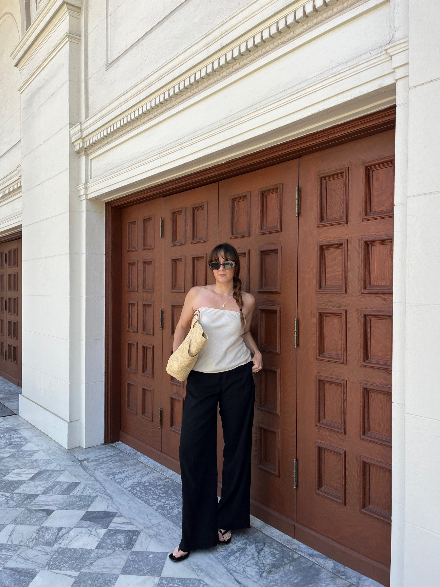 Summer in the city 🖤 

outfit details:
-linen strapless top from @onequince 
-black heel sandals from @zara 
-straw bag from @sezane 



.
.
.

washable, linen top, elegance, comfort, style, flattering silhouette, luxe, low-maintenance, chic statement. 

#effortlesschic #versatile #minimalist #fashion #elegant #effortless #chic #summer  

#LTKSeasonal #LTKStyleTip #LTKSaleAlert
