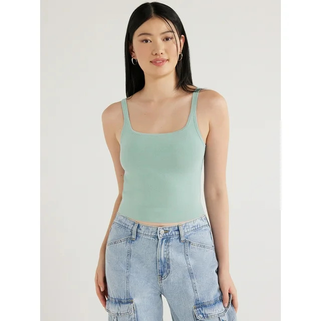 Scoop Women's Cropped Sweater Knit Tank Top, Sizes XS-XXL | Walmart (US)