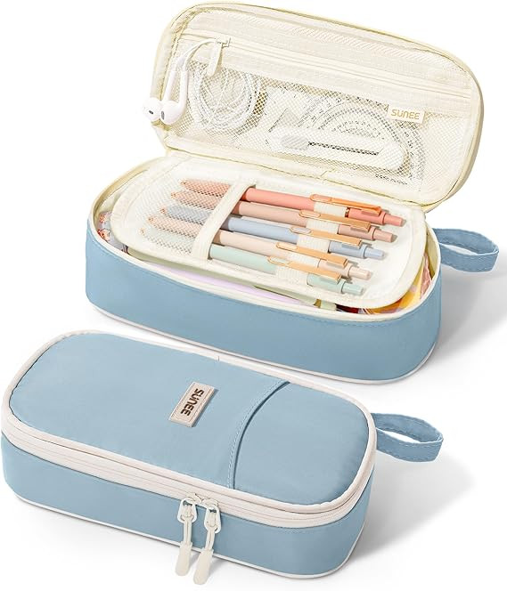 SUNEE Cute Pencil Case, Aesthetic Pen Pouch, Colored Large Pencil Bag with Zipper, Kawaii Station... | Amazon (US)