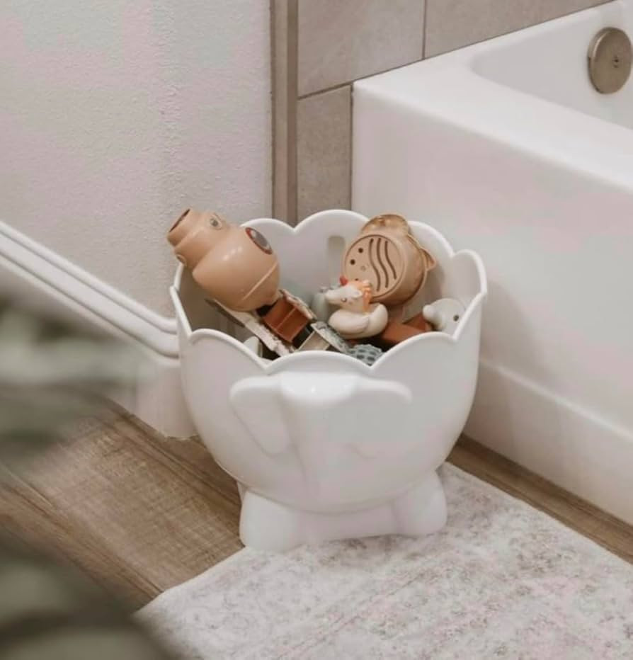 Bath Toy Storage - 2 Piece Elephant Baby Bathtub Toy Holder with Removable Base for Drainage - 4 ... | Amazon (US)