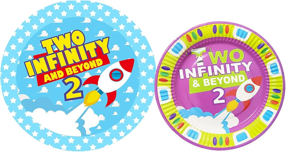 60pcs Two Infinity and Beyond Plates 2 Infinity And Beyond Birthday Paper Plates Two Infinity And... | Amazon (US)