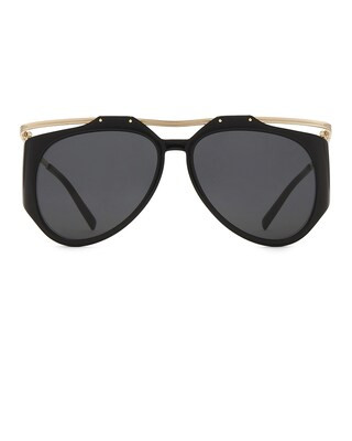 Saint Laurent SL M137 Amelia Sunglasses in Black & Gold | FWRD | FWRD 