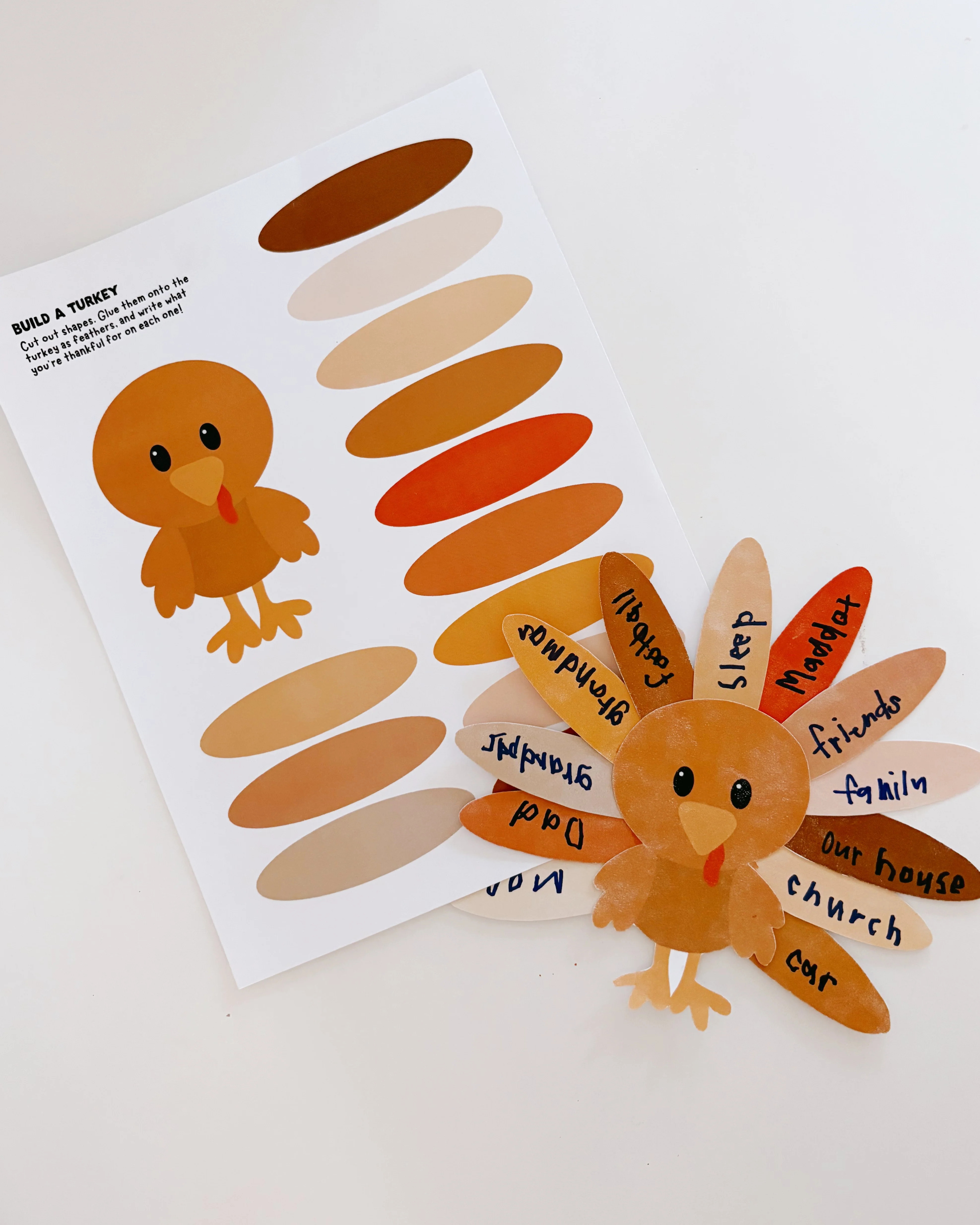 Build-a-Turkey Activity Page | Thanksgiving Activity Page | The Letter Vee