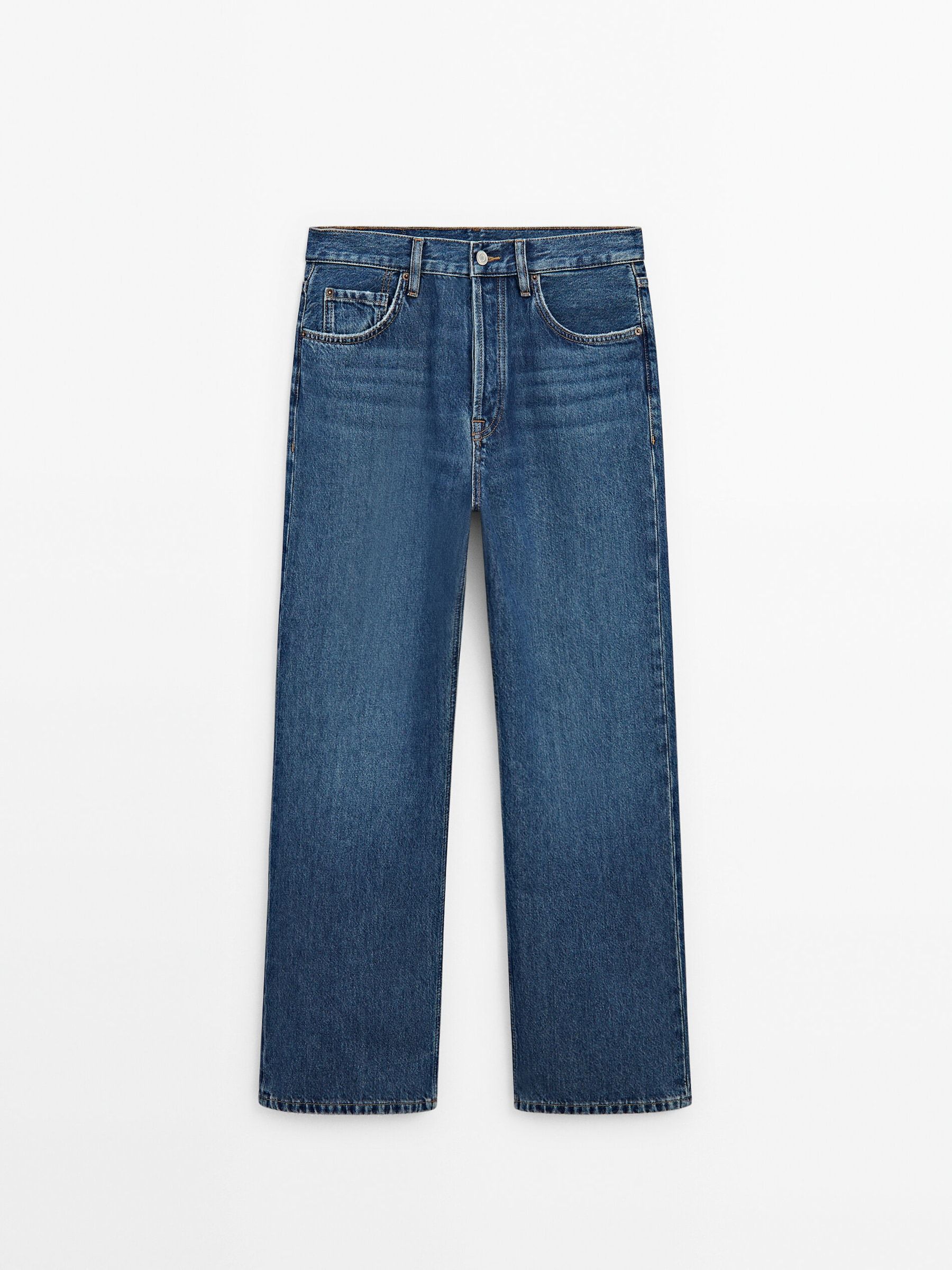 Straight fit high-waist jeans | Massimo Dutti UK