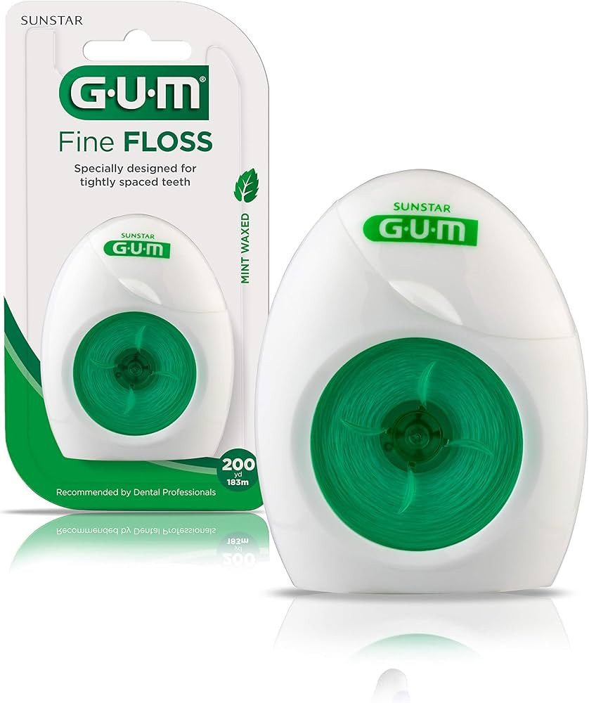 GUM Fine Waxed Dental Floss, Rewindable Dispenser, Mint, 200 Yards (Pack of 6) | Amazon (US)