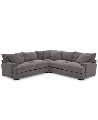 Furniture Rhyder 3-Pc. 'L' Shaped Fabric Sectional Sofa, Created for Macy's & Reviews - Furniture... | Macys (US)