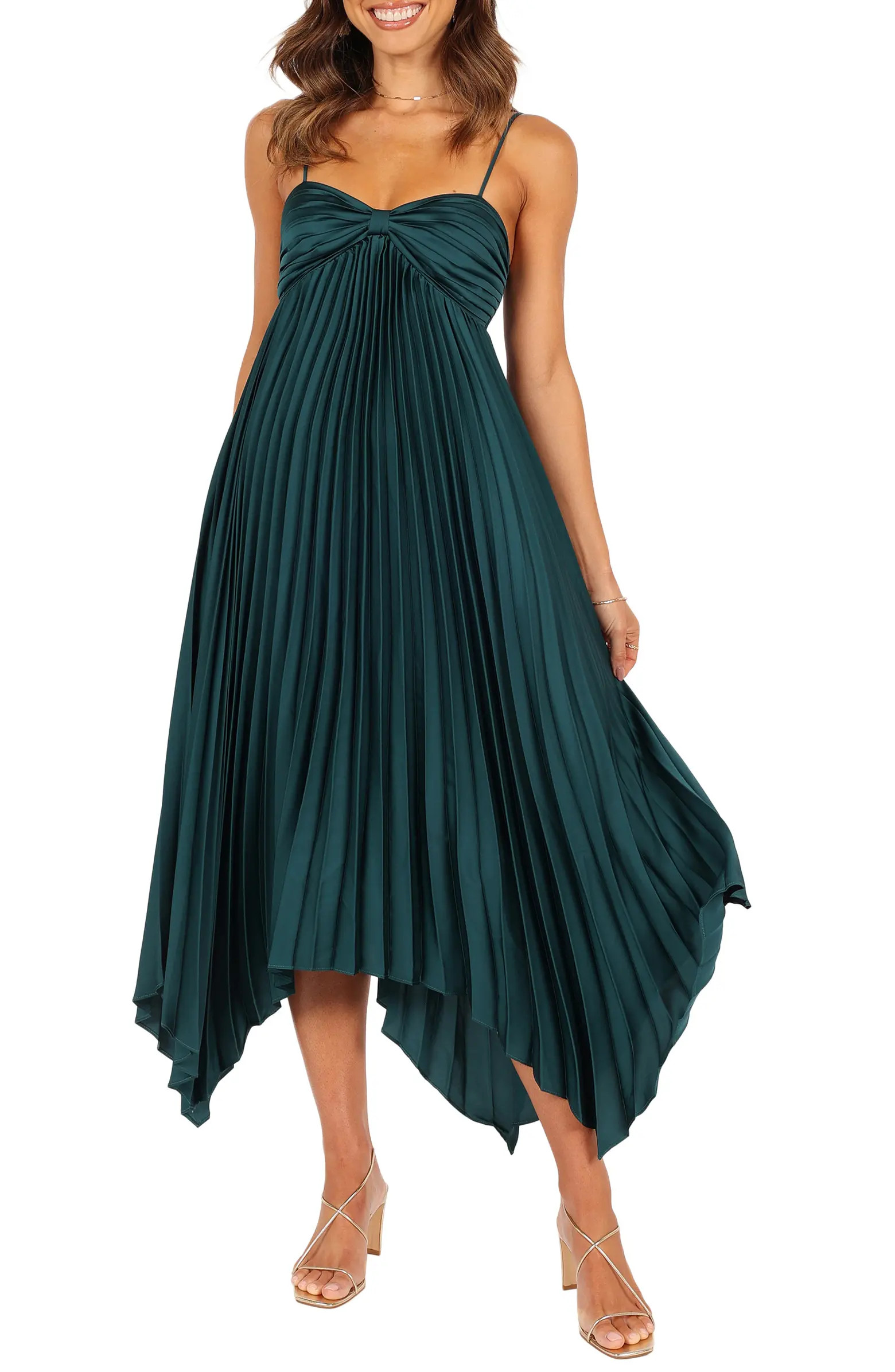 Vikki Pleated Sleeveless Satin Maxi Dress | Nordstrom