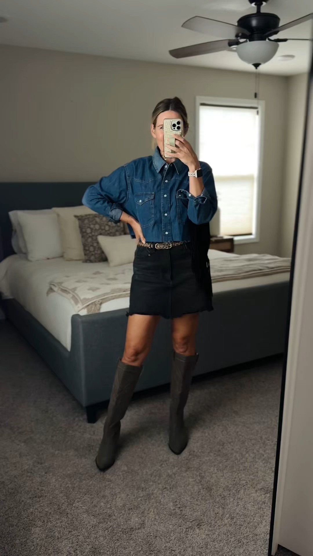 Cutie little fall look for a pumpkin patch, western vibe, Nashville trip, date night. This denim shirt is super affordable. Cropped but not too cropped. 

#LTKStyleTip #LTKOver40 #LTKSeasonal