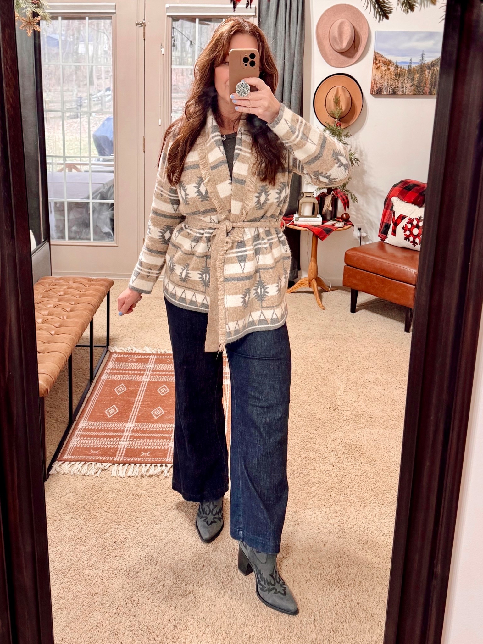Sunday church OOTD: Cozy western style 
Dingo cowboy boots: TTS
Wrap cardigan is older, linked similar options. 
Longsleeve tee is a great base layer - comes in a 3-pack! I’m wearing medium. 
Jeans: size 12  


#LTKWorkwear #LTKOver40 #LTKMidsize