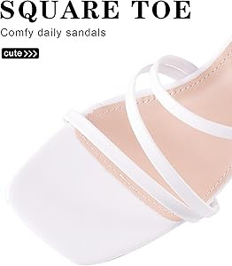 LACUONE Women's Mid Heels Square Toe Chunky Block Heeled Strappy Ankle Buckle Pump Sandals | Amazon (US)