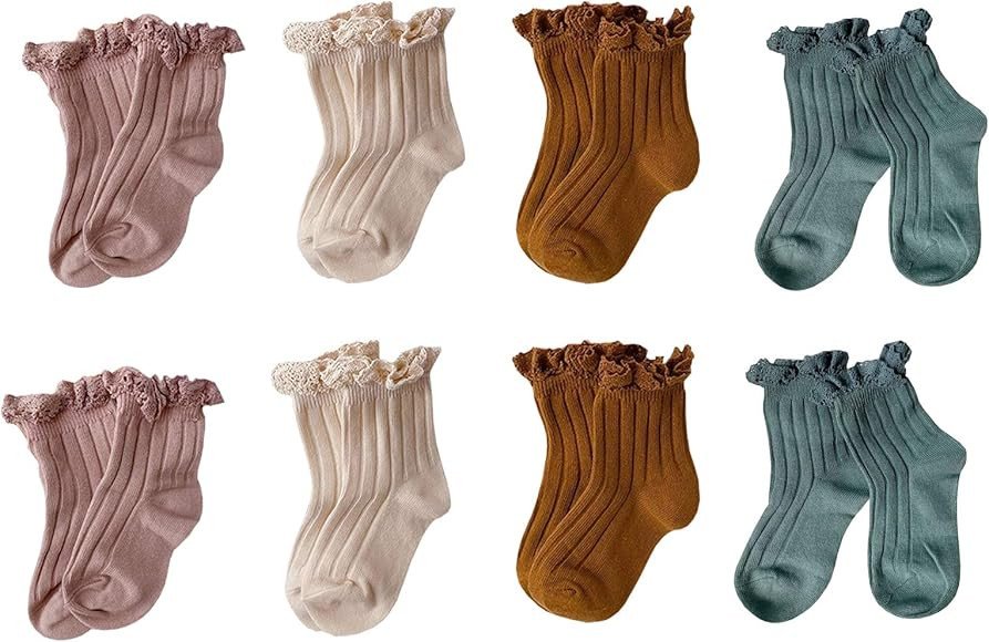 Toddler Baby Girls Vintage Ruffles Lace Socks | Amazon (US)