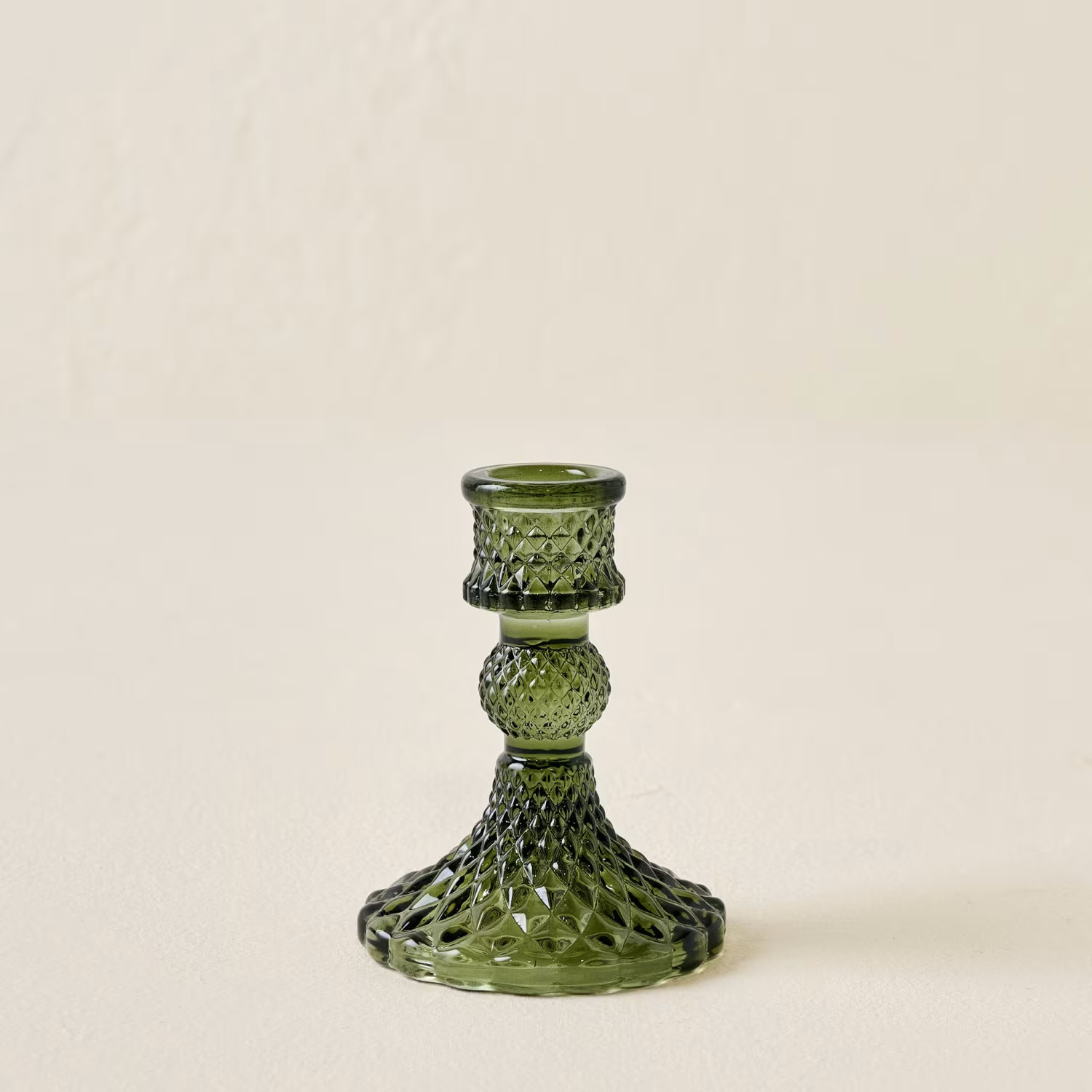 Antique Green Glass Taper Holder | Magnolia