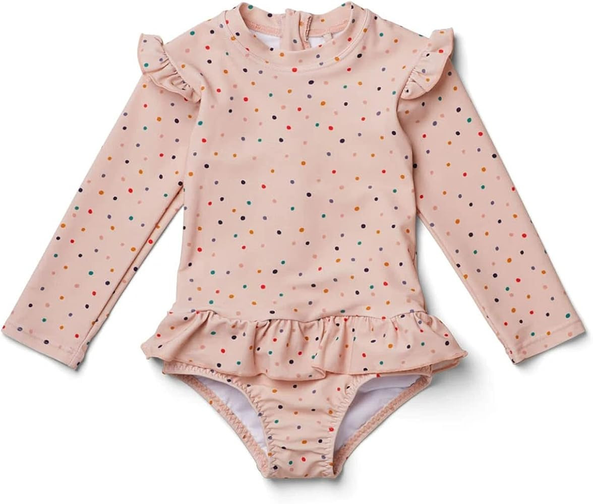 HOMILLE Girls Rash Guard Swimsuit One Piece Long Sleeve Striped Toddler Girl Full Cover Ruffle Ba... | Amazon (US)