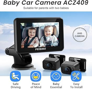 FEISIKE Baby Car Camera, 1080P Dual-Channel 5 inch Display Baby Car Mirror with 2 IR Night Vision... | Amazon (US)