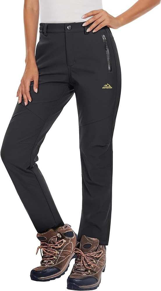 MAGCOMSEN Women's Fleece Lined Waterproof Insulated Softshell Pants Outdoor Snow Ski Pants Winter... | Amazon (US)