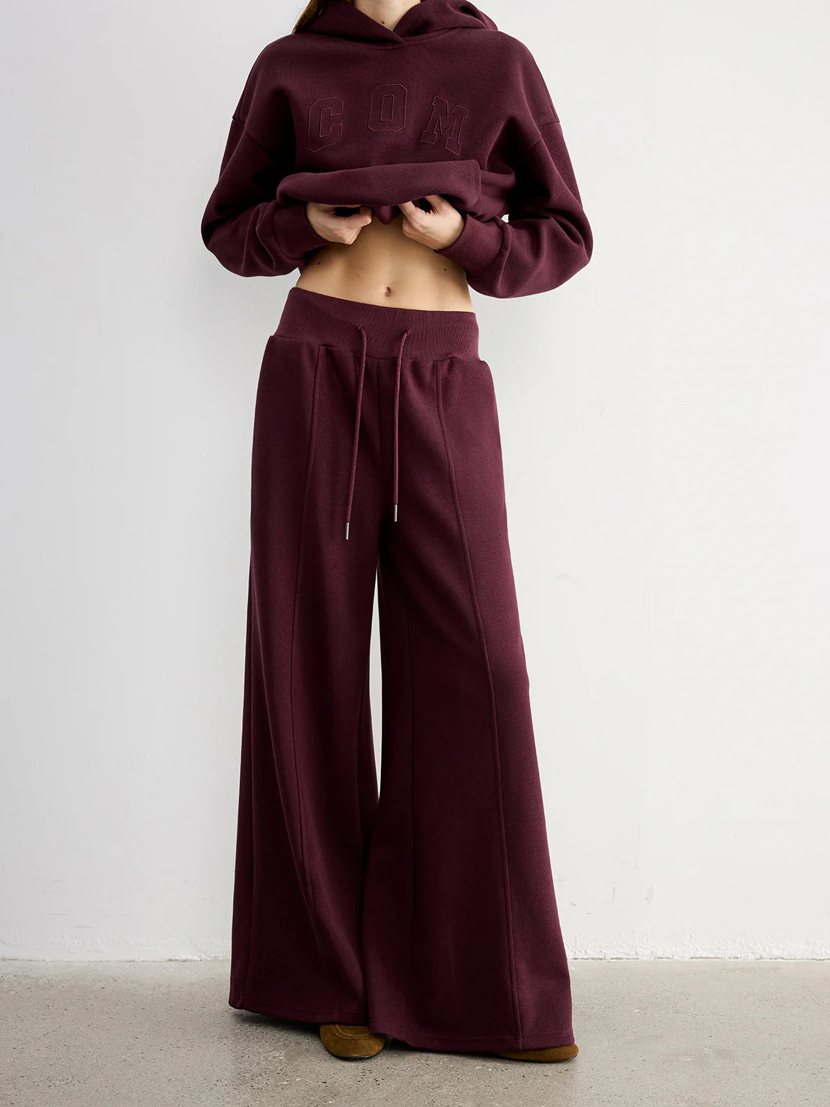 Drawstring Wide-Leg Knit Pants | Commense
