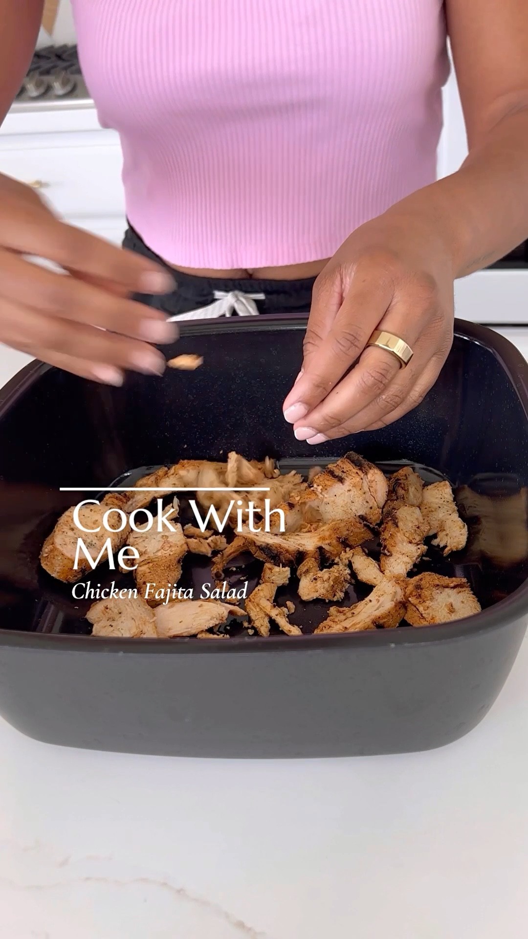 Cook with me as I make one of my favorite go-to lunches at the moment- A  delicious chicken fajita salad 🥗 My mouth waters just thinking about it and it is SO easy to make! Keeping costs down (especially since I’ve been cooking a lot more at home) is a priority of mine and thanks to @walmart’s private label brands- I can make more of these delicious meals without breaking the bank! Right now new customers can use promo code TRIPLE10 to save $10 off their first three pickup or delivery orders. $50 min. *restrictions apply. #walmartpartner #walmart #walmartgrocery 

My simple chicken fajita salad recipe:

Ingredients
1 lb (450g) skinless chicken breast cut into chunks
Frozen pepper blend OR 2-3 bell peppers sliced
1 onion sliced
2 tsp olive oil
1 tbsp fajita seasoning (see notes to make your own fajita seasoning mix)
4 cups salad greens or lettuce of your choice
Chipotle dressing
Tortilla Strips

Instructions 
Preheat Air Fryer to 350F. 
Mix all the ingredients for the Chicken Fajitas in a bowl and make sure everything is fully coated.
Add the mix into the Air Fryer basket and cook for 14-16 minutes turning halfway through.
Serve air fryer chicken fajitas as a salad with toppings of your choice.

#LTKSeasonal #LTKfamily