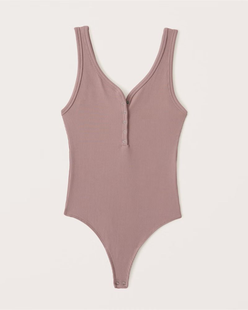 Seamless Ribbed Henley Bodysuit | Abercrombie & Fitch (US)