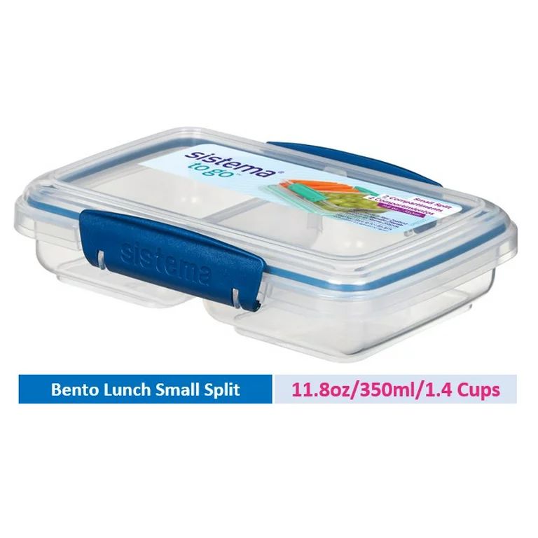 Sistema To Go 350ml/1.4 Cups, 1 Ct, Small Split Rectangular Plastic Bento Lunch Food Storage Cont... | Walmart (US)