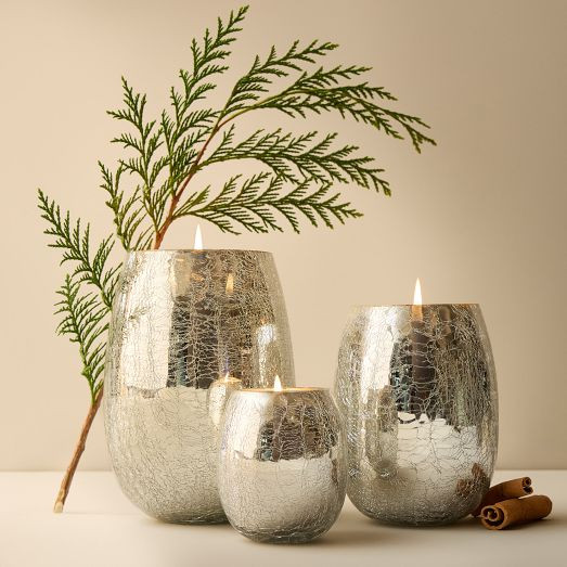 Silver Crackle Mercury Candles - Balsam & Cedar | West Elm (US)