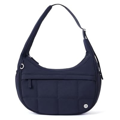 POIUGOYA Nylon Shoulder Bag For Women,Small Quilted Crescent Bag,Triple Zip Pocket S… | Amazon (US)