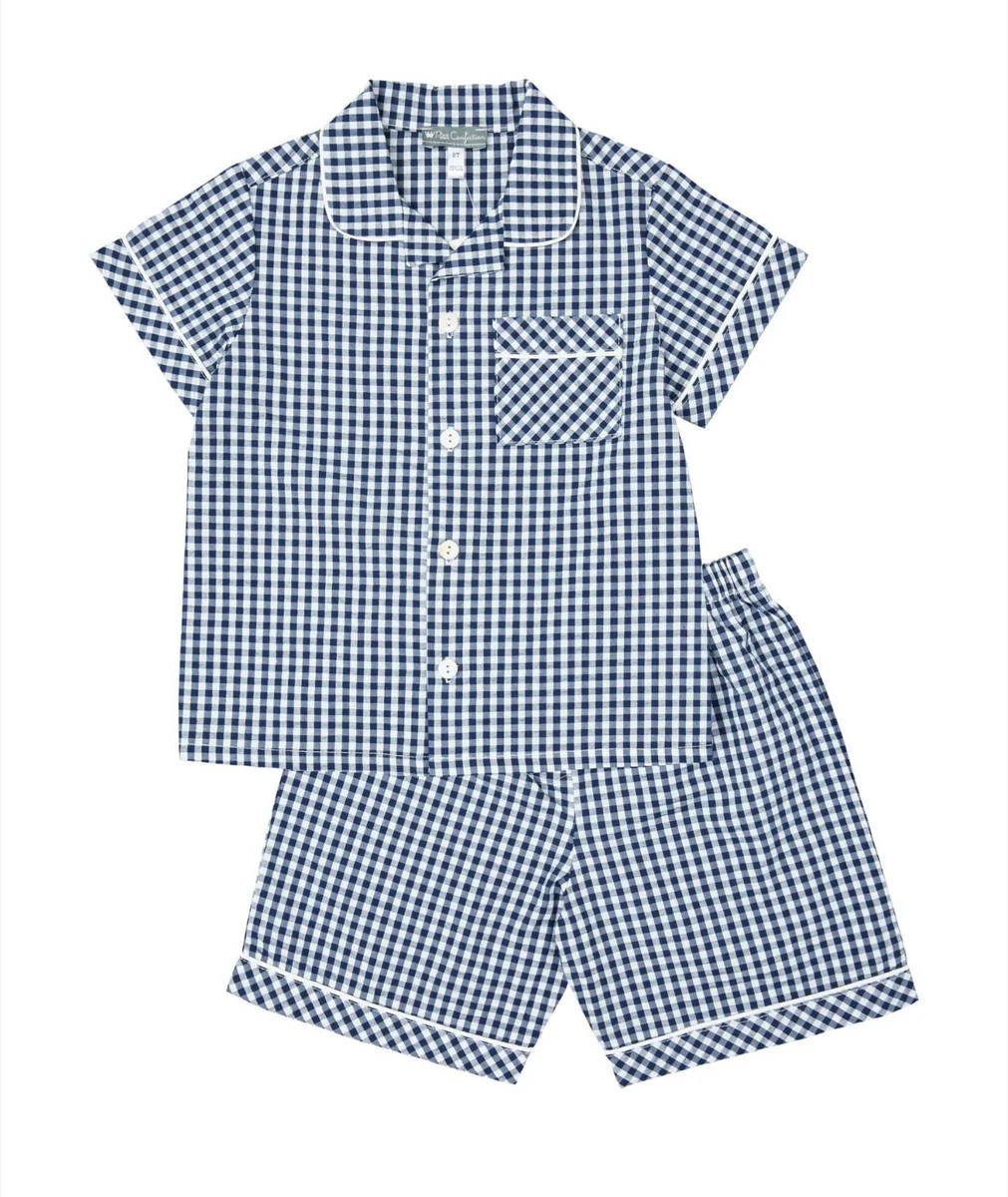 Navy Gingham Pajamas Set | LIV & Company