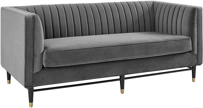 Modway Devote Channel Tufted Performance Velvet, Loveseat, Gray | Amazon (US)