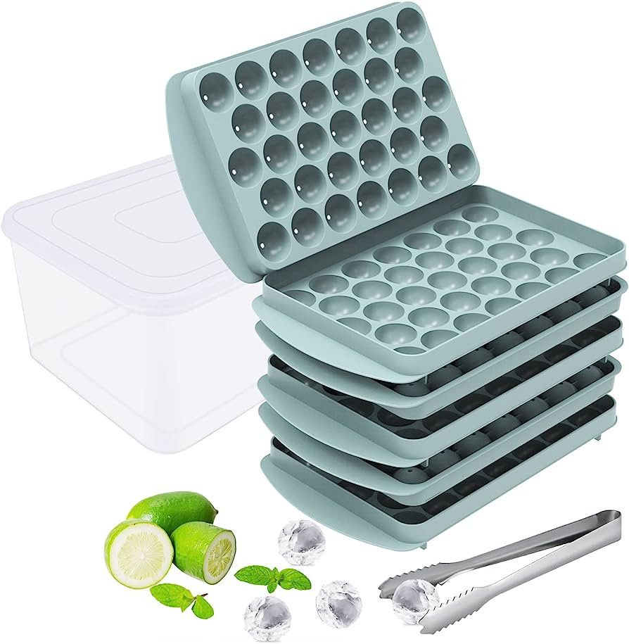 Voraiya®Ice Cube Trays, Round Ice Cube Tray with Lid & Bin, Ice Ball Maker Mold for Freezer, Min... | Amazon (US)