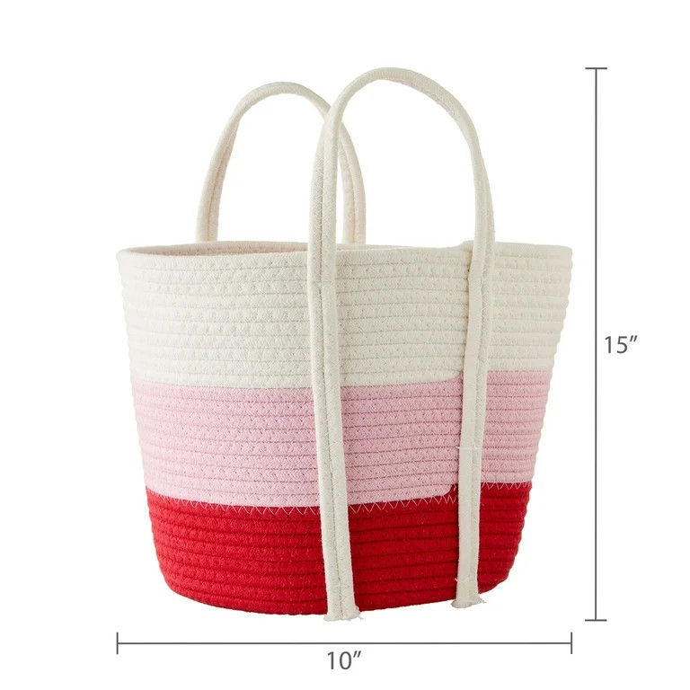 Cotton Rope Basket, Multicolor, 12" x 14", Valentine's Day by Way To Celebrate | Walmart (US)