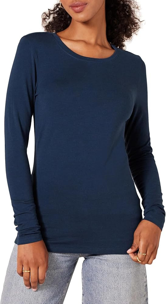 Amazon Essentials Womens Regular-Fit Long-Sleeve Crewneck T-Shirt (Available in Plus Size) | Amazon (US)