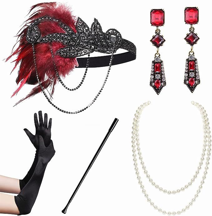 BABEYOND 1920s Flapper Accessories Gatsby Costume Accessories Set 20s Flapper Headband Pearl Neck... | Amazon (US)