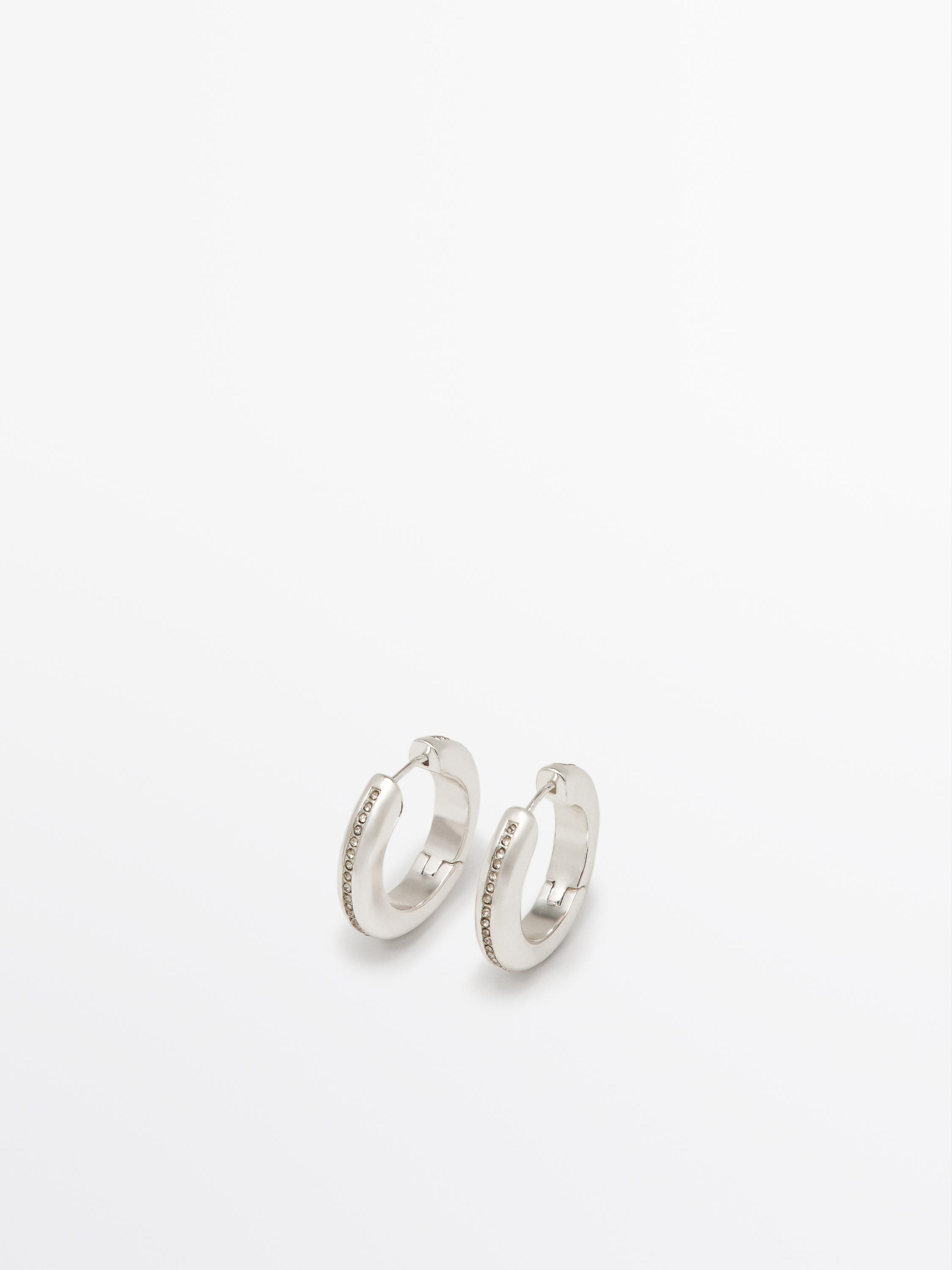 Rhinestone hoop earrings | Zara US