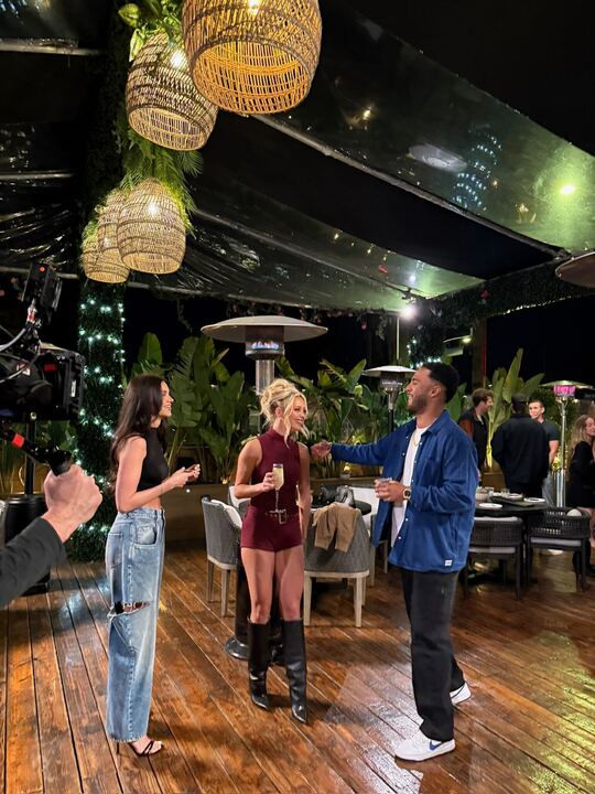 On set for Beyond the Villa! Wearing this maroon romper from Season 1, Episode 2—truly obsessed. 🥂🖤 

 #LTKStyleTip