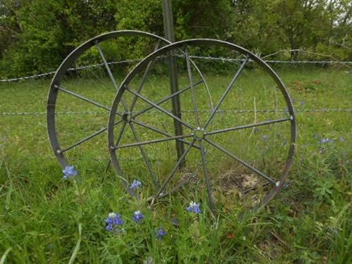 2) A Pair of 24" Inch Steel Decorative Wagon Wheels for Garden Carts Bar B Q Pits Smokers Cookers... | Amazon (US)