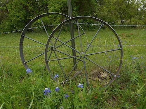 2) A Pair of 24" Inch Steel Decorative Wagon Wheels for Garden Carts Bar B Q Pits Smokers Cookers... | Amazon (US)