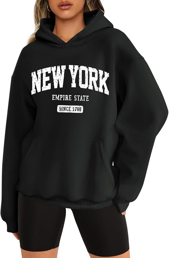 ORANDESIGNE Womens Oversized Letter Print Hoodies Graphic Fleece Sweatshirts Long Sleeve Pullover... | Amazon (US)