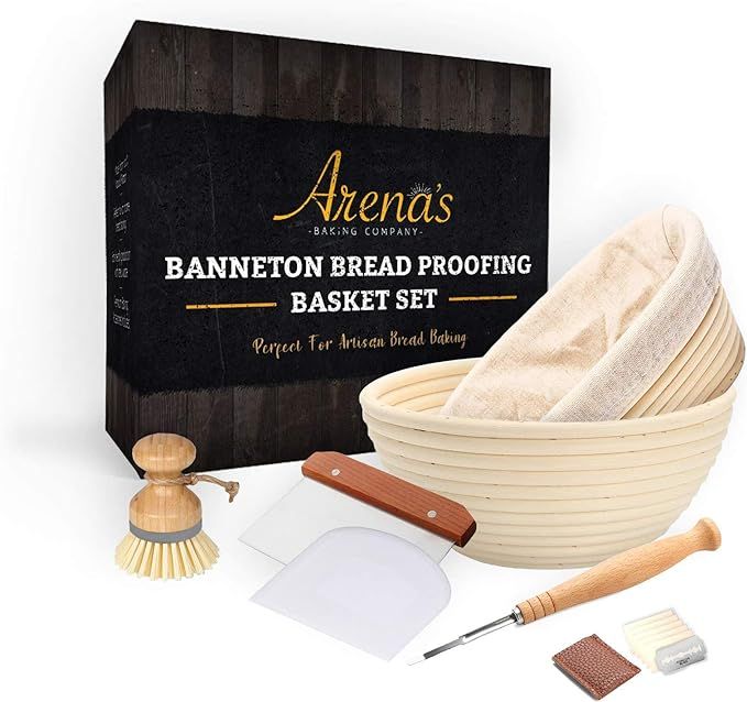 Banneton Bread Proofing Basket Set for Bread Baking and Sourdough Bread Includes Oval and Round B... | Amazon (US)