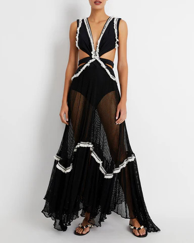 Fringe Trim Sleeveless Beach Dress | PatBO