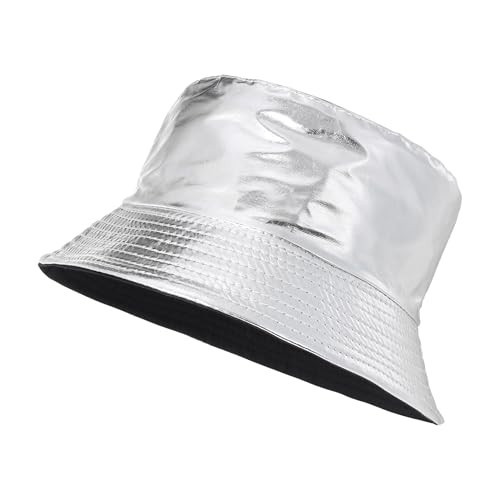 Manfnee Rave Bucket Hat for Men Women Waterproof Rain Hat Wide Brim Bucket Hat Metallic Party Hats | Amazon (US)