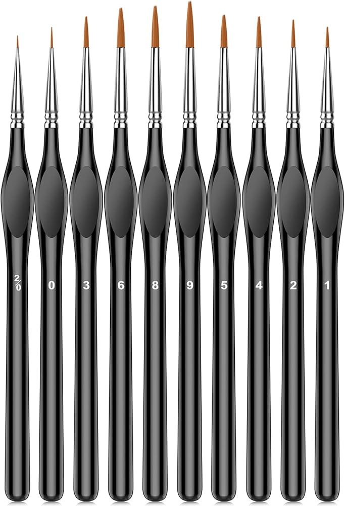 10Pcs Micro Paint Brushes Set with Triangular Handles - For Acrylic, Watercolor, Crafts, Models | Amazon (US)