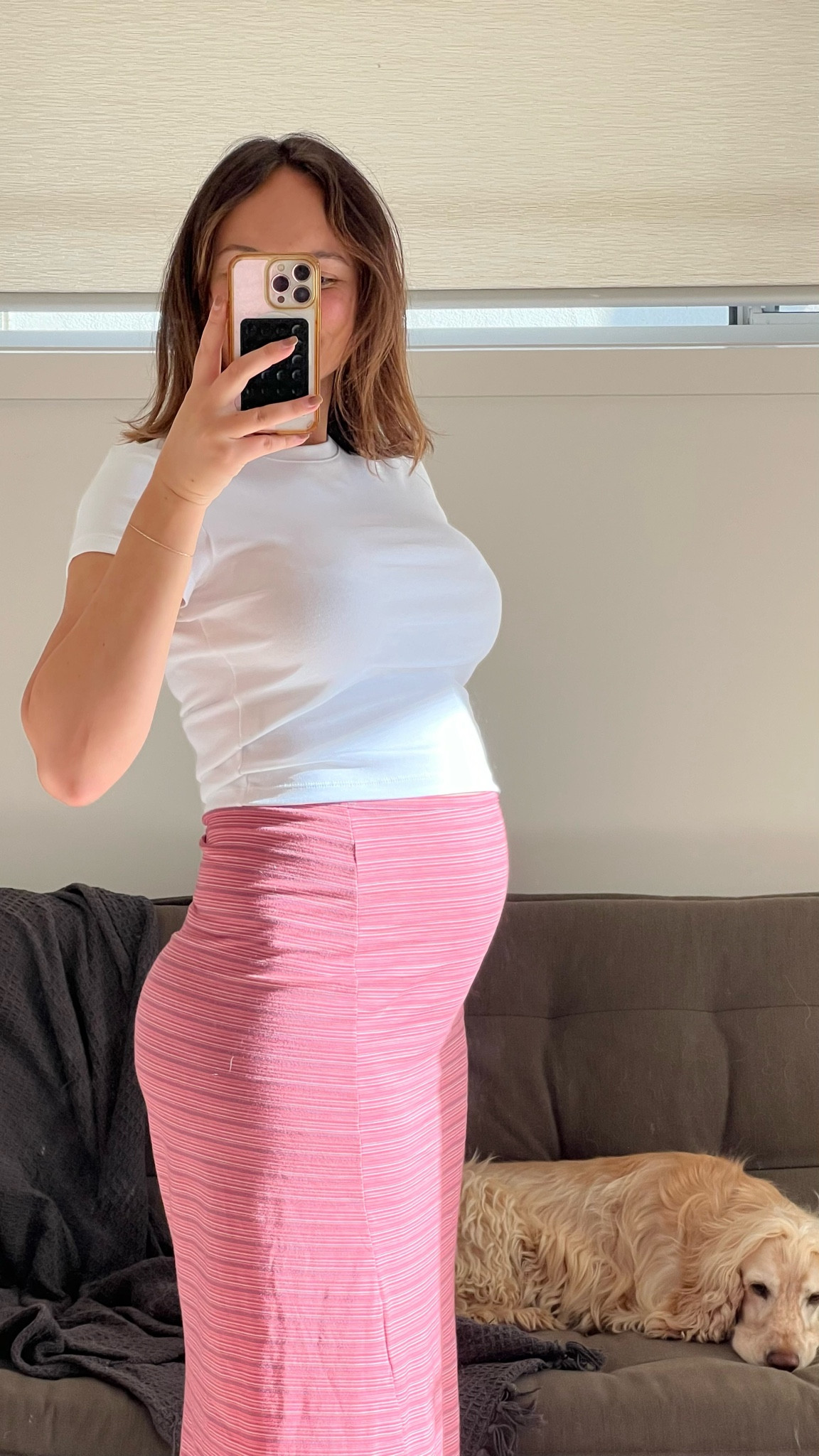 Hello stretch fabric, 16 weeks pregnant here and still managing to squeeze into my regular size all Thankyou to jersey stretch fabric. Size 8 for reference.  

#LTKsummer #LTKmaternity #LTKaustralia
