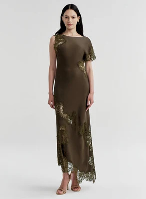 Alessia Textured Satin and Lace Maxi Dress | A.L.C