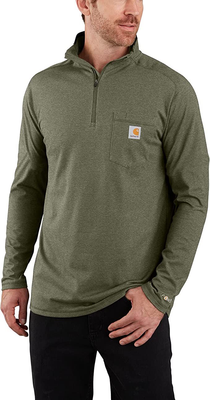 Carhartt Men's Force Relaxed Fit Midweight Long-Sleeve Quarter-Zip Mock-Neck T-Shirt | Amazon (US)